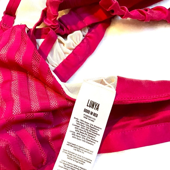 Lunya Stretch Stripe Silk Bra Bralette Raspberry Pink Large - Picture 4 of 9